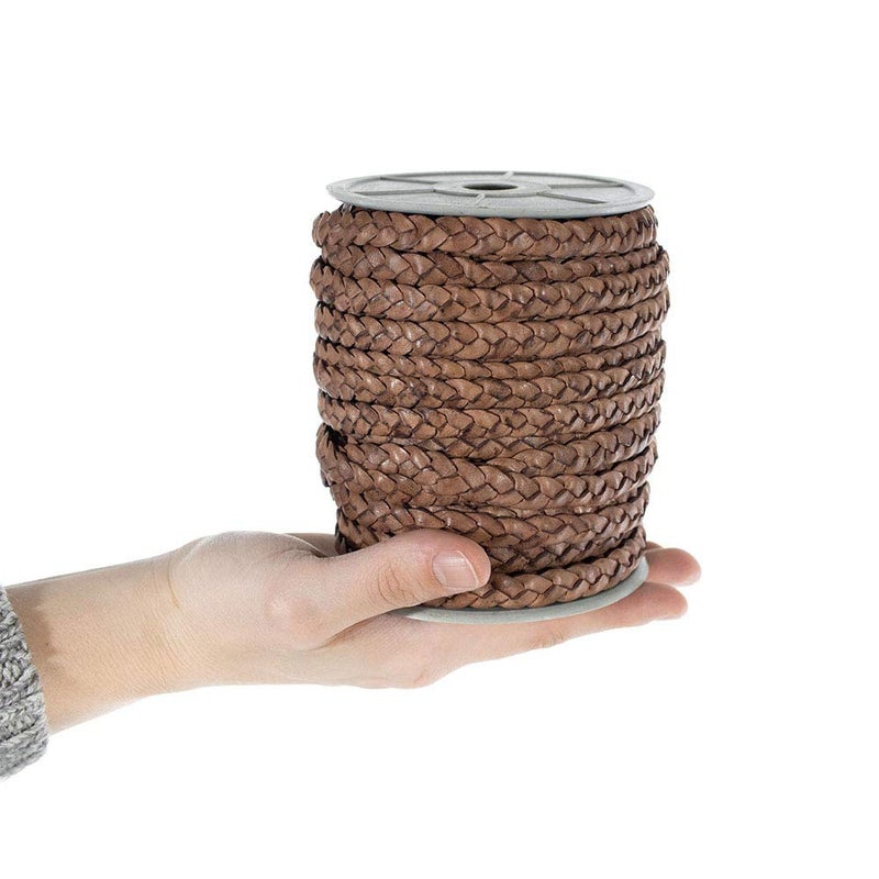 Craft County Flat Braided Leather Jewelry Craft Cord â€“ Necklaces, Belts, Bracelets, Crafts and Jewelry Making (Red Brown, 5mm X 5 Yards) - Image 2